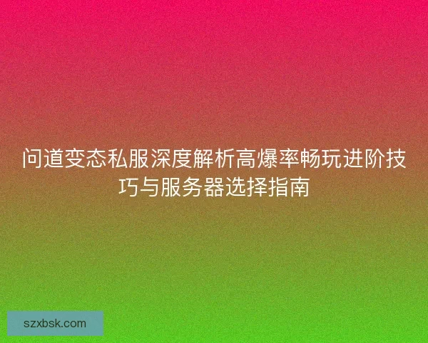 问道变态私服深度解析高爆率畅玩进阶技巧与服务器选择指南